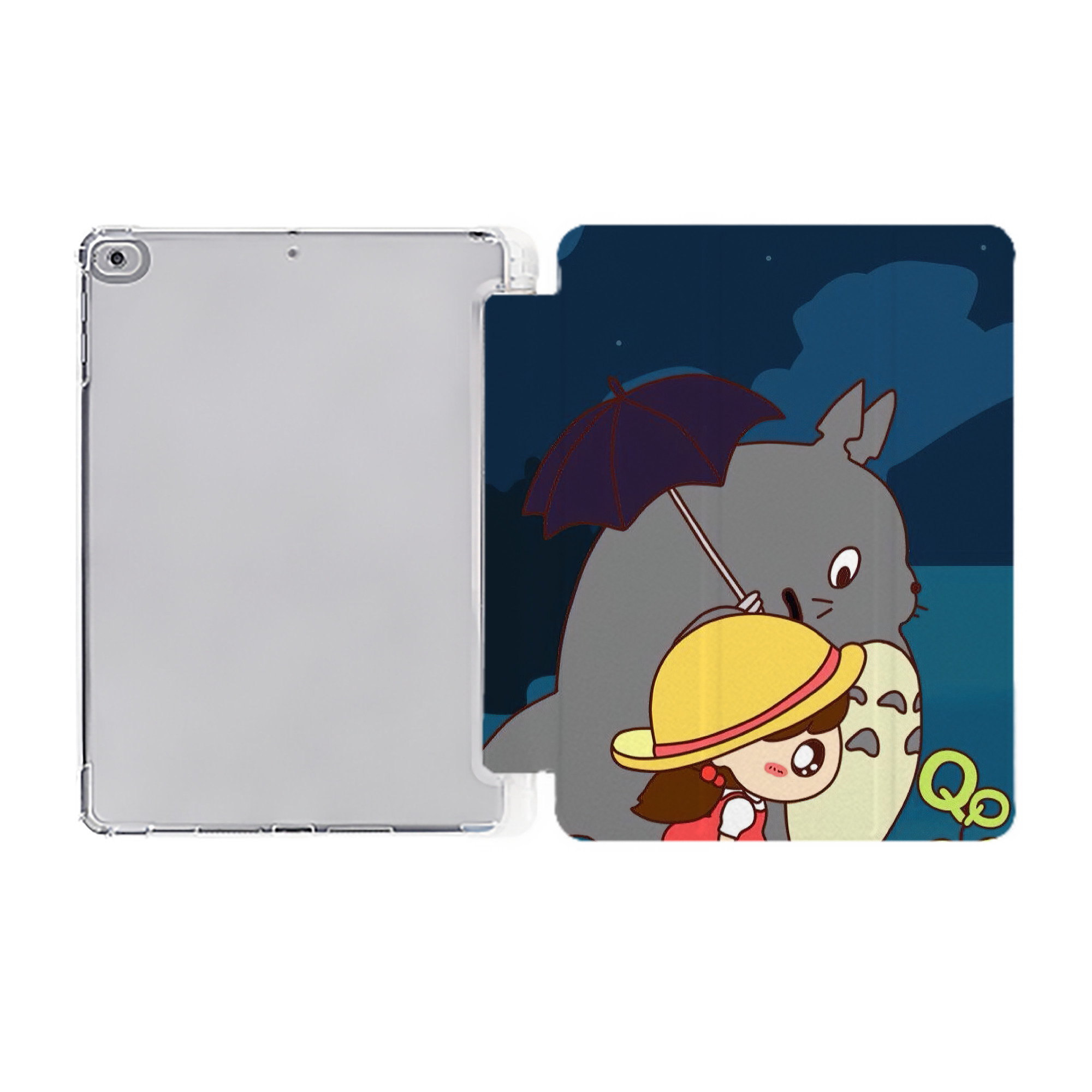 （画像用） となりのトトロ 草壁メイ 草壁サツキ My Neighbor Totoro Satsuki Kusakabe Mei Kusakabe IPad ケース ペン収納付き 三つ折りスタンド PUレザー×シリコン 対応機種9.5/10.5/10.9インチ